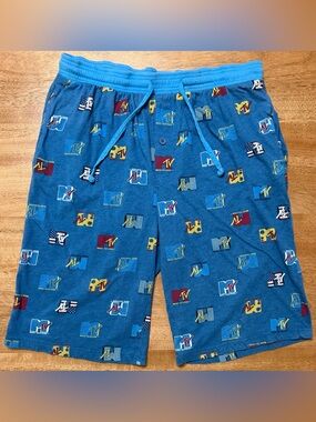 MTV - Men’s Pajama Shorts | Blue Retro w/ Drawstring Stretch | Size 2XL